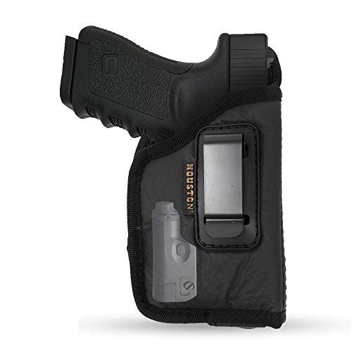 ECO Leather Concealment Holster Inside The Waist with Metal Clip FITS Most Compact & Sub Compact 9 mm / .40 / .45 Caliber with Small Laser (Right) (CHP-57GL-RH), Black