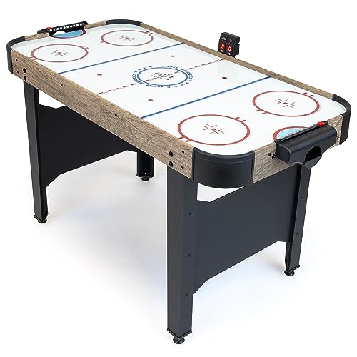 GoSports 48 Inch Air Hockey Arcade Table for Kids - Includes 2 Pushers, 3 Pucks, AC Motor, and LED Scoreboard - Oak or Black