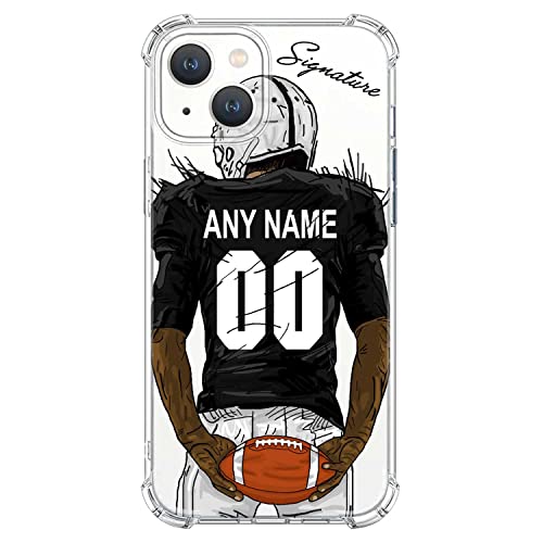 VNGDA Custom Name & Number Crystal Clear Football Case for iPhone 15 Pro Max 14 13 12 11 Xs Max Xr SE3 8 7 6 Plus 11 Pro Mini，with 4 Shockproof Corners Customized Transparent Case(Las Vegas)