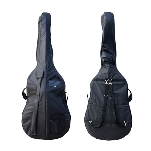 Vetimobato 4/4 3/4 Upright Double Bass Bag Oxford Cloth String Bass Bag with wheels/without wheel Thick Padding Gig Bag (Style 2（Thicker than Style 1）)