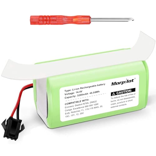 14.4v 3200mAh Li-ion Replacement Battery Compatible with Eufy RoboVac 11 11S 30 15C 15T 12 35C, for Ecovacs Deebot N79 N79S DN622, Goovi F007C D380 D382, Amarey A800 A900, Coredy R300 R500+ Etc.