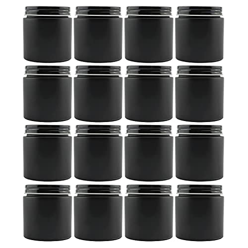 Cornucopia 4oz Black Coated Glass Jars (12-Pack); Cosmetic Jars with Black Metal Lids and Black Matte Exterior, 4-Ounce