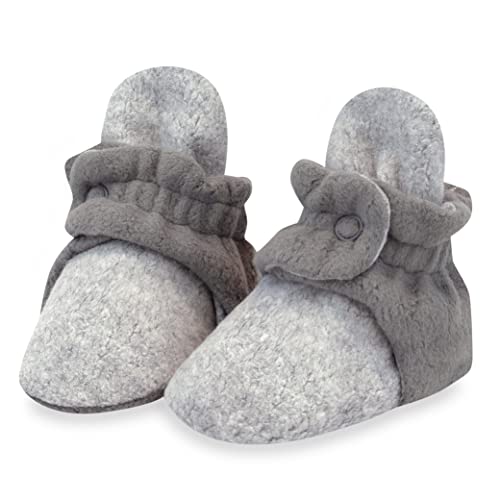 Zutano Unisex Fleece Baby Booties with Organic Cotton Lining, Newborn Essentials, Heather Gray/Gray, 6 Months