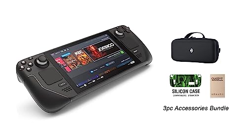 Valve Steam Deck 1TB Handheld Gaming Console with Carring case, 1280 x 800 LCD Display, Bundle Silicone Soft Cover Protector & Tempered Glass Film