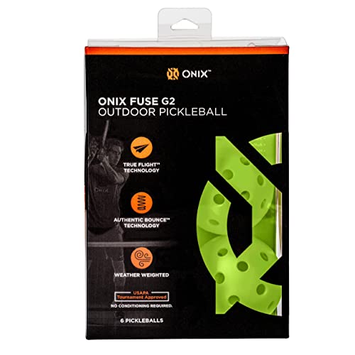 ONIX Fuse G2 Pickleball Ball 6 Pack - Offical Ball of The APP and PPA Tours, Neon Green - 6 Pack, One Size (KZ41006N-G2)