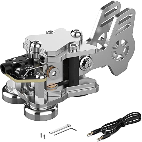 Putikeeg Mini CW Key Automatic Morse Morse Code Keyer Shortwave Radio Morse Telegraph Key Lambic Double Paddle Morse Code Key Stainless Steel CW Morse Code Key Three Neodymium Magnets Base