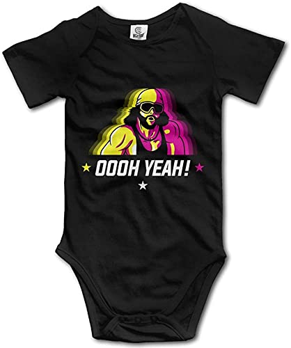 Pengshiliu Macho Man Oooh Yeah Baby Climbing Short Sleeve Onesie 6-12 Month Black
