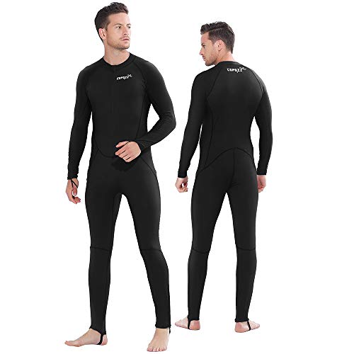 COPOZZ Diving Skin, Men Women Youth Thin Wetsuit Rash Guard- Full Body UV Protection - for Diving Snorkeling Surfing Spearfishing Sport Skin (Black, X-Large for Men)