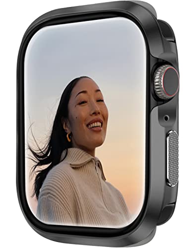 hellosy Compatible with Apple Watch Series 8 45mm Case, Aviation-Grade Aluminum Screen Protector with Military-Grade Protection for Apple Watch Series 8 / Series 7 45mm for Men (45mm, Black)