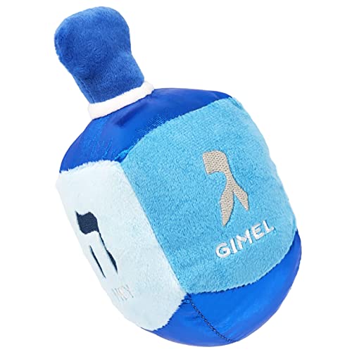 Hanukkah Plush Dreidel with Rattle, Classic Hanukkah Plush Children's Blue Rattling Dreidel