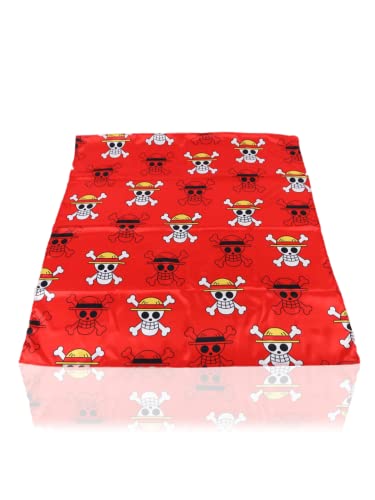 Anime Silky Bandana Satin Scarf - Red Skull Head Scarf For Women and Men, Fashion Silk Warp Hair Scarf Bandana for Sleeping, 90x90cm, N