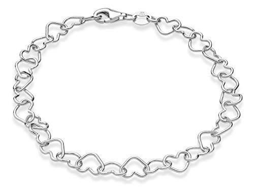 Miabella Sterling Silver Italian 5mm Rolo Heart Link Chain Bracelet for Women Teen Girls, Made in Italy (Length 8 Inches)