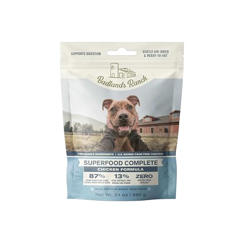 BADLANDS RANCH by Katherine Heigl- Superfood Complete, Air-Dried Adult Dog Food - High Protein, Zero Fillers, Superfood Nutrition (24 oz., Premium Chicken)