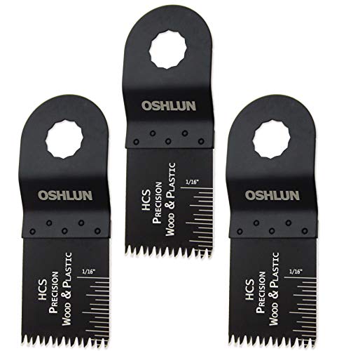 Oshlun MMR-1003 1-1/3-Inch Precision Japan HCS Oscillating Tool Blade for Rockwell or Worx SoniCrafter Hex, 3-Pack