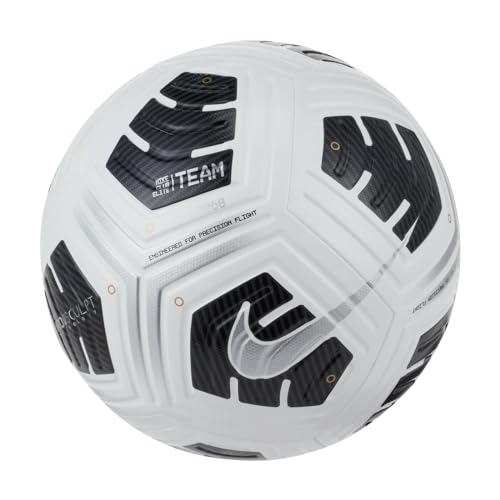 Nike Unisex's NK Club Elite Team Recreational Soccer Ball, White/Black/(Metallic Silver), 5