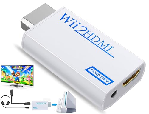 sartyee Wii to HDMI Converter, Wii2 to HDMI for HD Video Audio Output with 3.5mm Audio Jack, Supports All Wii Display Modes 1080P 720P, Wii, Wii U, HDTV, Monitor, NTSC