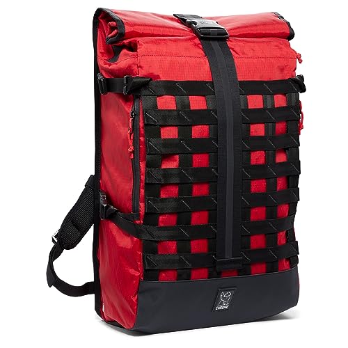 Chrome Industries Barrage Freight Backpack - 15' Laptop Bag Waterproof Rolltop, 34 Liter Rolled -38 Liter Unrolled, Red X