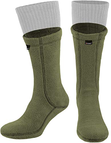 281Z Military Warm 8 inch Boot Liner Socks - Outdoor Tactical Hiking Sport - Polartec Fleece Winter Socks (Large, Olive Green)