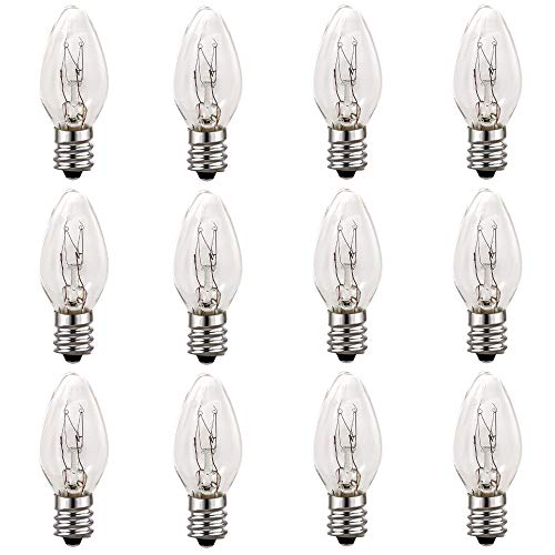 12 Pack, 15 Watt Light Bulbs for Himalayan Salt Lamps & Baskets, Chandeliers, Scentsy & Wax Warmers, E12 Base