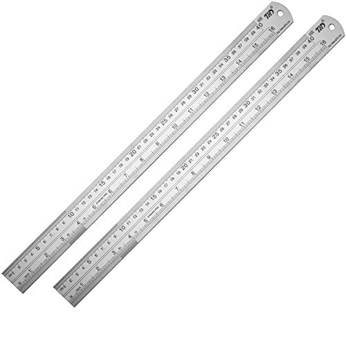 ZZTX Ruler Metal Straight Edge Ruler Stainless Steel Ruler 16 Inch Ruler Set Rulers Bulk 2 Pack