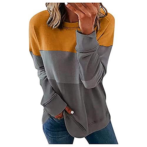 FlekmanArt Sweatshirts for Women School Sweatshirt Y2k Zip Trendy Plus Size Tops Crop Trendy Clothes for Women Lapel Fall Sets Women 2 Piece Outfits Work（3-Orange，Small）