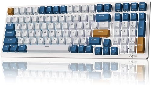RK ROYAL KLUDGE RK98 Wireless Mechanical Keyboard Triple Mode 2.4G/BT5.1/USB-C 100 Keys Hot Swappable Red Switches with Number Pad RGB Backlit 3750mAh Battery NKRO Gaming Keyboard Ergonomic Design