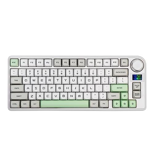 EPOMAKER TH80-X Gasket Mechanical Keyboard, 75% Layout Triple Mode Hot-swap Gaming Keyboard, with 4000mAh Battery, LCD Screen, Silicon Pad, NKRO, RGB for Office/Win/Mac (Grey, Gateron Pro Yellow)