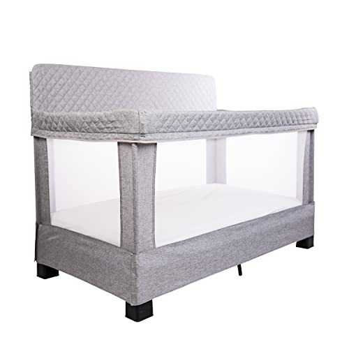 Baby Delight Horizon Full Size Crib | Portable Baby Bed | Breathable Mesh Baby Crib | Luxe Quilted Fabric | Grey