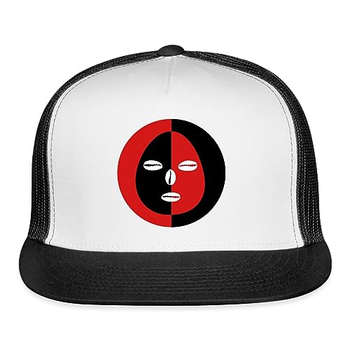 Spreadshirt Eleggua Two Colors Face Black Red Trucker Cap, One Size, White/Black