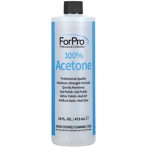 ForPro Professional Collection 100% Pure Acetone, Professional Nail Polish Remover for Natural, Artificial, Acrylic & Sculptured Nails, Removes Gel Polish, Nail Glue, Nail Art & Glitter, 16 fl. oz.