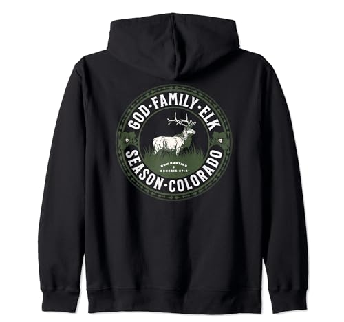 God Family Elk Hunting Colorado Bowhunting Genesis 27:3 Zip Hoodie
