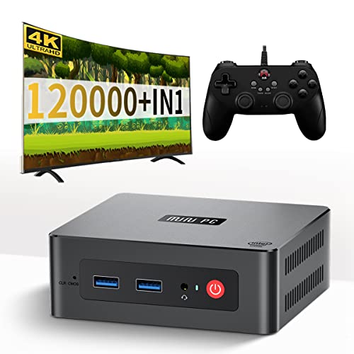 Kinhank Mini PC,Super Console X PC Lite Retro Game Console with 120000+ Games,Compatible with PSP/PS2/PS1/ARCADE/ATARI/SEGA/MAME,Win10 & Batocera 33 Game System in 1,4K Dual Output,2.4G+5G WiFi,BT