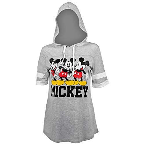 Mickey Mouse Women's Hooded Football Shirt Medium Grey