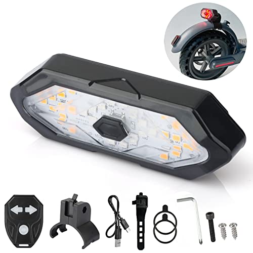 E Scooter Turn Signal,Scooter Bike Turn Signal/Blinker/Tail Light with Remote Control Compatible with XIAOMI M365/Pro2/1S Series E Scooter/Bike Blinker Adjustable Direction Rechargeable Accessories