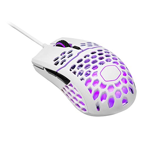 Cooler Master MM711 60G Glossy White Gaming Mouse with Lightweight Honeycomb Shell, Ultraweave Cable, 16000 DPI Optical Sensor and RGB Accents