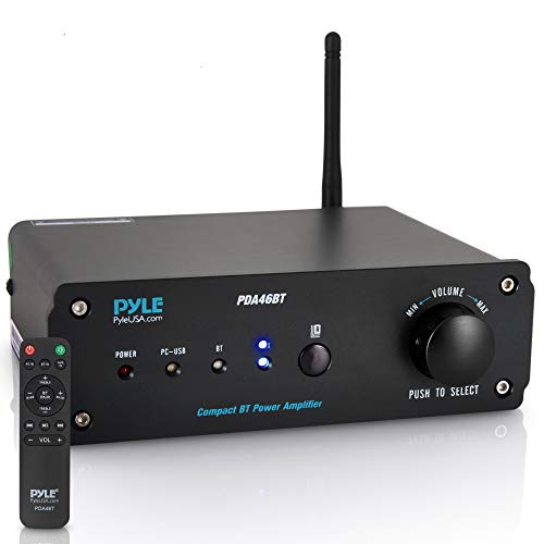 PYLE 100W Bluetooth Audio Stereo Amplifier - 110/240V, 2 Ch.Pro Audio Desktop Amp w/ Direct-to-Computer Connection via USB Port & Hi-Fi System/TWS Function, w/ Rotary Volume Control - Pyle PDA46BT