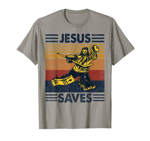 Jesus Saves Ice Hockey Goalie Sport Religious Christian Gift T-Shirt