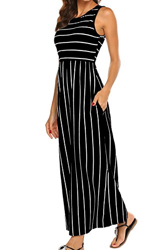 Hount Womens Tank Maxi Dresses for Summer Loose Beach O Neck Sun Dress (Black, XX-Large)