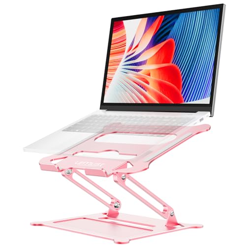 Urmust Laptop Notebook Stand Holder Adjustable Ultrabook Stand Riser Portable Compatible with MacBook Air Pro HP Dell XPS Lenovo All laptops 10-15.6'(Rose Gold)