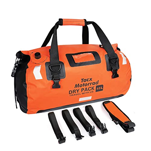 Tacxmotorrad 48L Motorcycle Tail Bag dry Bag Waterproof Duffle Bag Saddle bag Motorbike Rear Rack Trunk Bag Travel Luggage for Motorcycle,Camping, Boating, Bicycle(Orange)