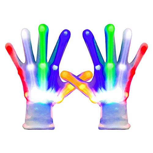 GLEDLOVES LED Finger Gloves,Finger Light Gloves,LED Gloves for Kids and Teen Gifts,The Toys for 3-8 Year Old Boys Girls,Light Up Gloves Have 5Color/6Mode,in Party Outdoor/Indoor Games(1 Pair/S)…