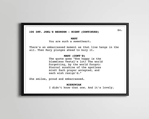 Eternal Sunshine of the Spotless Mind - Screenplay POSTER! (up to 24' x 36') - Film - Writing - Jim Carrey - Kate Winslet - Poem - Pope