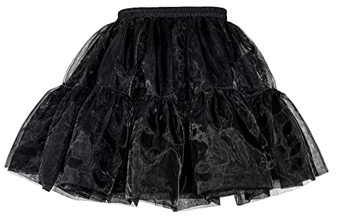Modeway Women's Black Mini Crinoline Petticoat Underskirt - Full Layered Short Tulle Skirt for Dresses (Plus Size L)-D