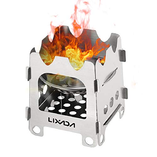 Lixada Camping Wood Stove Folding Lightweight Stainless Steel Wood Burning Backpacking Stove for Outdoor Cooking Picnic Hunting