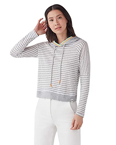 Splendid Women's Hoodie Pullover Sweater Sweatshirt, Heather Grey/White, L