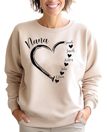 Personalized Nana Shirt, Nana Heart Shirt, Grandkids Name Shirt, Gift for Nana, Custom Grandma Gift, Nana Gift for Grandma, Christmas Birthday Mother's Day Shirt, Gift for Mom/Gift-903