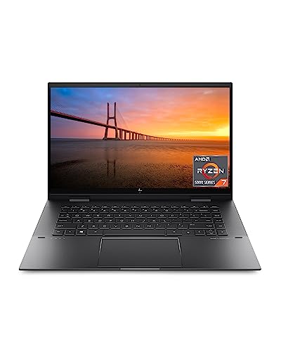 HP ENVY x360 Convertible 15-inch Laptop, AMD Ryzen 7 5825U processor, AMD Radeon Graphics, 8 GB RAM, 512 GB SSD, Windows 11 Home (15-eu1026nr, Nightfall black aluminum)