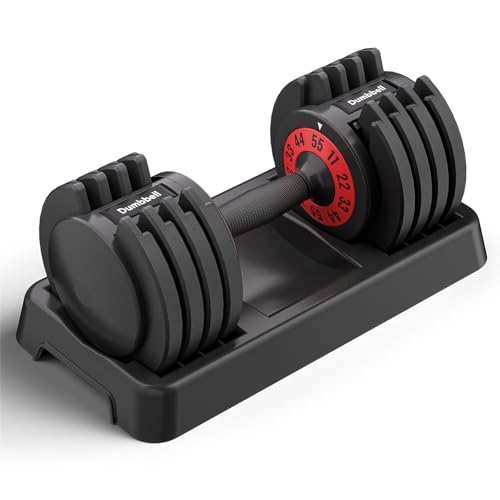 Adjustable Dumbbell 55LB Single Dumbbell 5 in 1 Free Dumbbell Weight Adjust with Anti-Slip Metal Handle, Ideal for Full-Body Home Gym Workouts
