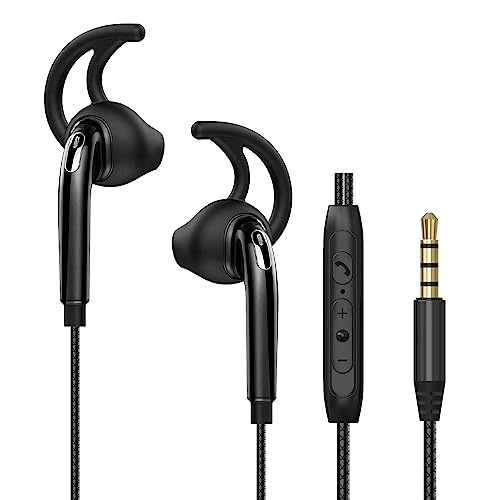 TXHUTSOG Wired Earbuds, Running Headphones with Microphone, Volume Control Earphones with Sporting Hook for Workout Sports Exercise Jogging Gym, Compatible Smartphones Mp3 Tablet Laptop 3.5mm