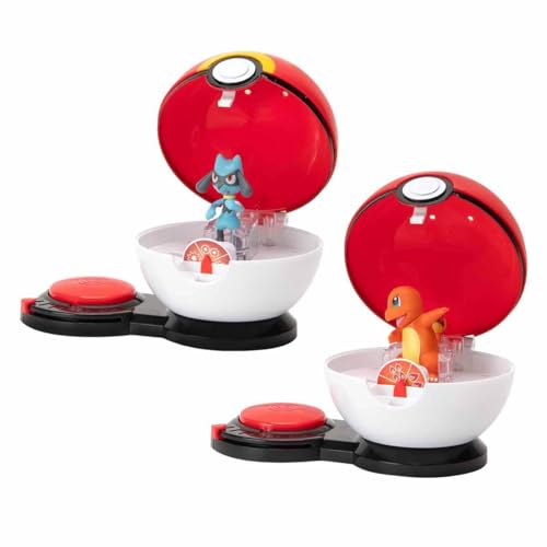 Pokémon Surprise Attack Game, Featuring Charmander #1 and Riolu - 2 Surprise Attack Balls - 6 Attack Disks - Toys for Kids Fans